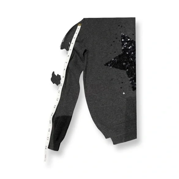 H&m US 8-10 Girls Long Sleeve Sweater Grey Gray With Black Sequin Star Detail - Picture 10 of 15